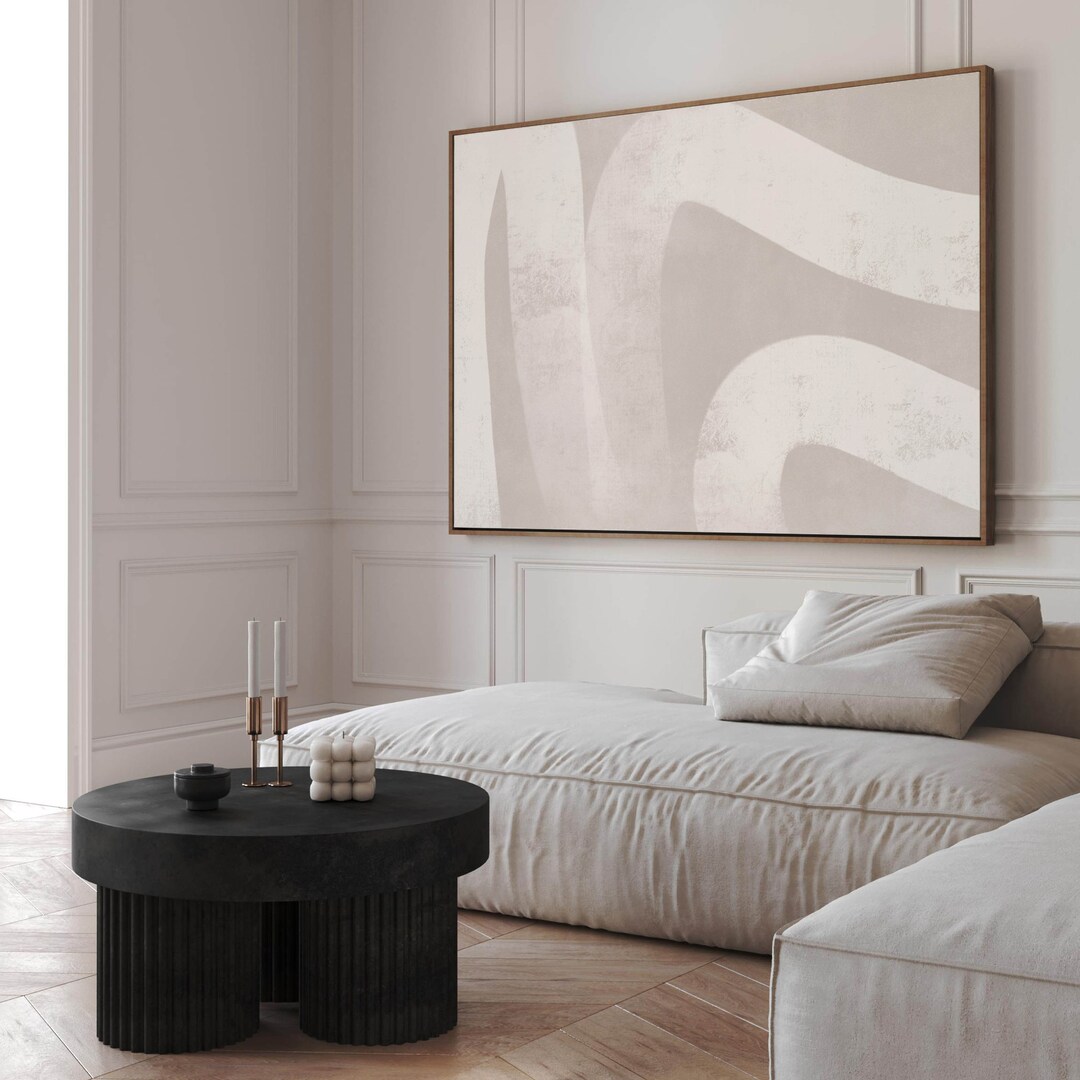 Neutral Horizontal Canvas Wall Art, Abstract Art, Bedroom, Floating ...