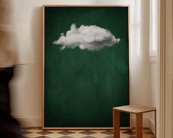 Emerald Green Cloud Wall Art Framed, Canvas Art Print, Giclee, Large Wall Art, Dark Green Decor, Abstract Art, Minimalist, Maximalist Decor