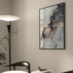 Grey and Gold Abstract Wall Art · Set of 3 Prints · Black and Gold Wall ...