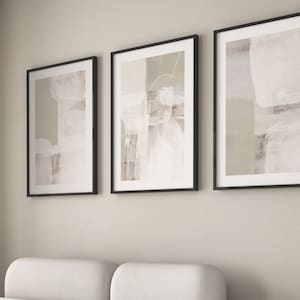 Arte de pared minimalista, juego de 3 impresiones, beige y blanco, pintura de arte abstracto, juego de pared de galería, decoración de sala de estar, dormitorio, estilo japonés moderno