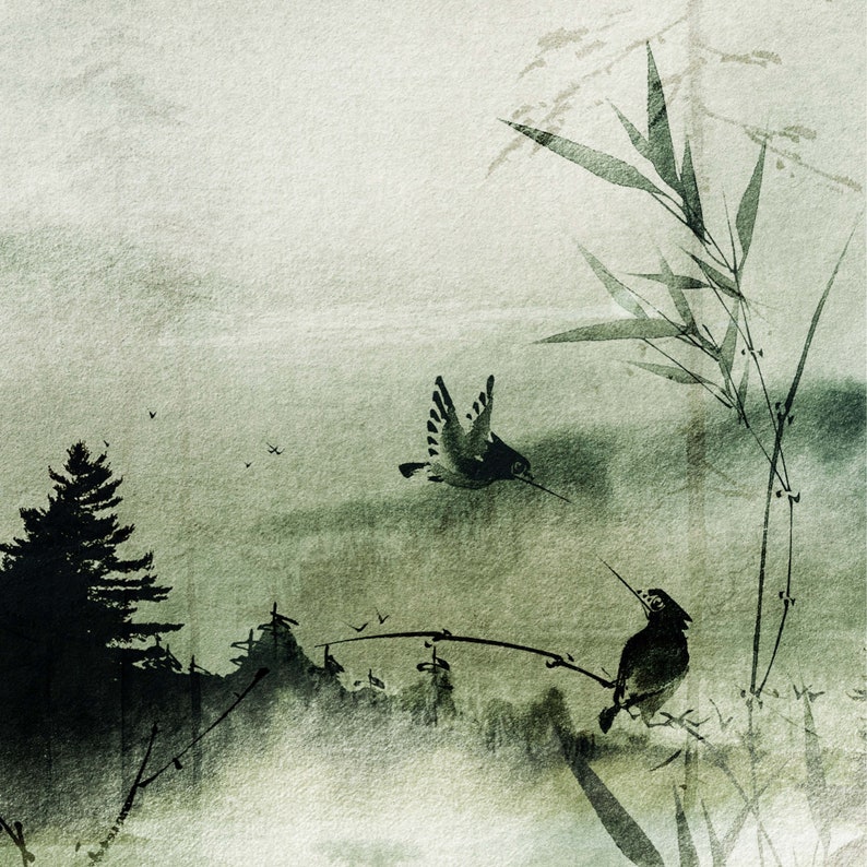 Sage green Japandi art