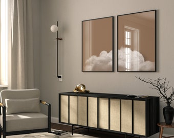 Brown Cloud Set of 2 Prints · Earth Tone Wall Art, Abstract Art, Minimalist Wall Art, Living Room Wall Decor, Bedroom, Above Bed Decor