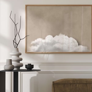 Stampa artistica da parete nuvola beige, arte da parete neutra, minimalista, scuro, paesaggio, decorazione sopra il letto, decorazione da parete sopra il letto, soggiorno camera da letto