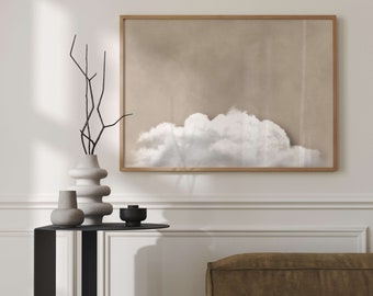 Beige Cloud Wall Art Print, Neutral Wall Art, Minimalist, Dark, Landscape, Above Bed Decor, Wall Decor Above the Bed, Bedroom Living Room