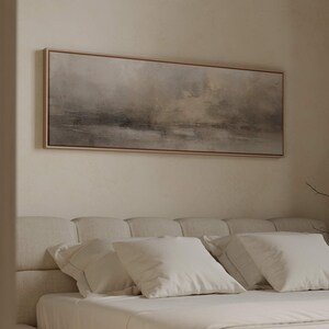 Neutralna sztuka ścienna w stylu vintage, pozioma sztuka ścienna, szeroka minimalistyczna sztuka panoramiczna, duży wystrój salonu, znak domowy, brązowy wystrój