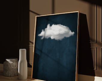 Wolke Wandkunst · Blaue Wandkunst · Abstrakter Kunstdruck · Minimalistische Wandkunst · Indigo Kunst · Maximalist-Dekor · Himmels-Wandkunst · Nachthimmel-Druck