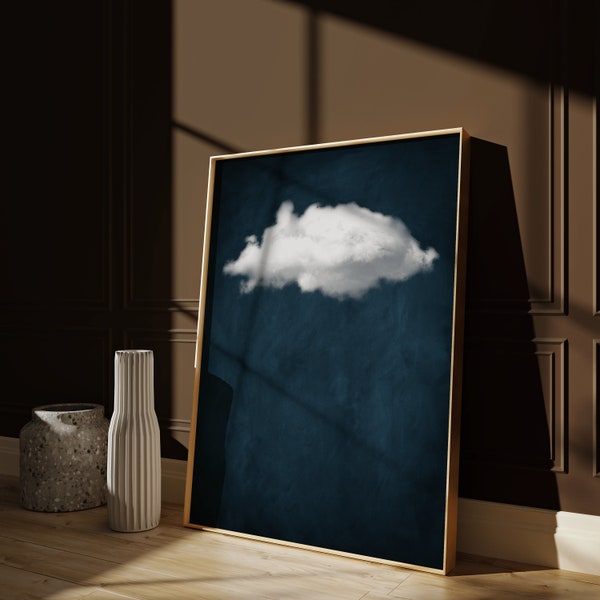 Wolke Wandkunst · Blaue Wandkunst · Abstrakter Kunstdruck · Minimalistische Wandkunst · Indigo Kunst · Maximalist-Dekor · Himmels-Wandkunst · Nachthimmel-Druck