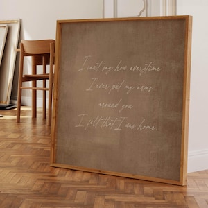 Arte de pared con letras de amor marrones, impresión cuadrada minimalista, regalo significativo para ella, regalo para parejas, regalo para novios, regalo sentimental para novias