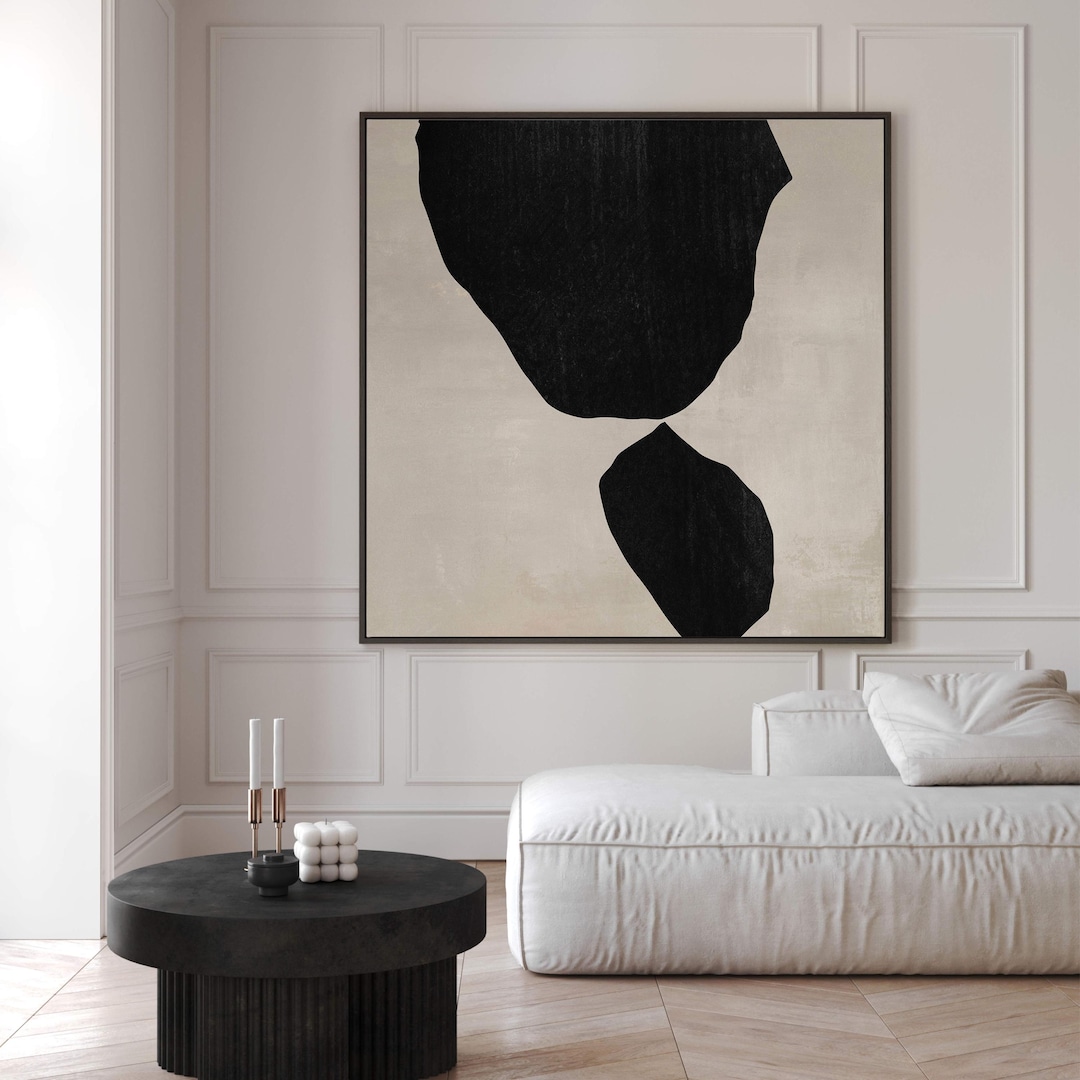 Neutral Abstract Canvas Wall Art, Square Print, Minimalist Wall Art ...