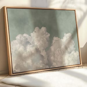 Sage Green Cloud Canvas Wall Art Print, Large Floating Framed Art ...