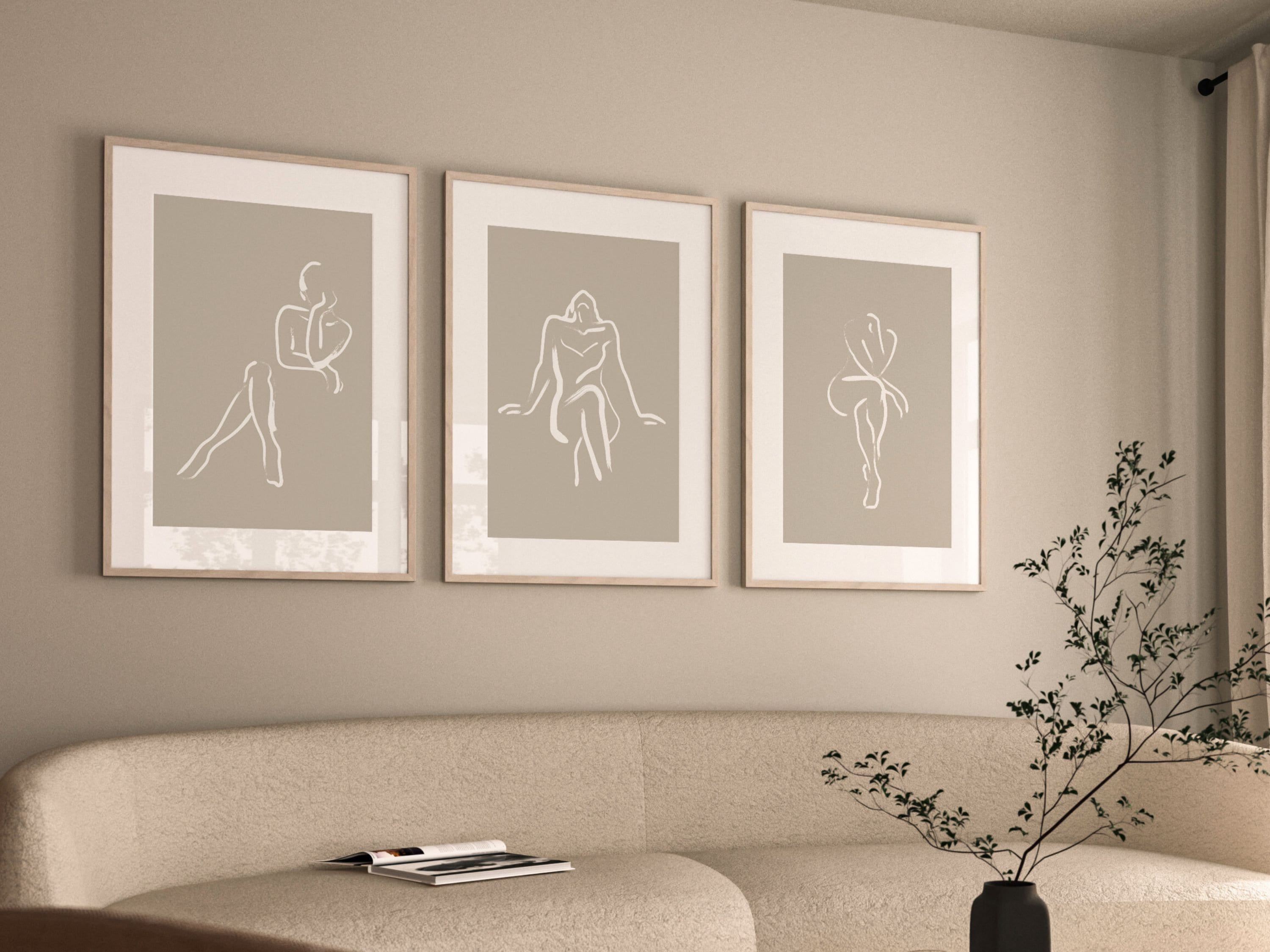 Neutral Line Drawing Wall Art, Set of 3 Prints, Minimalist Wall Art ...