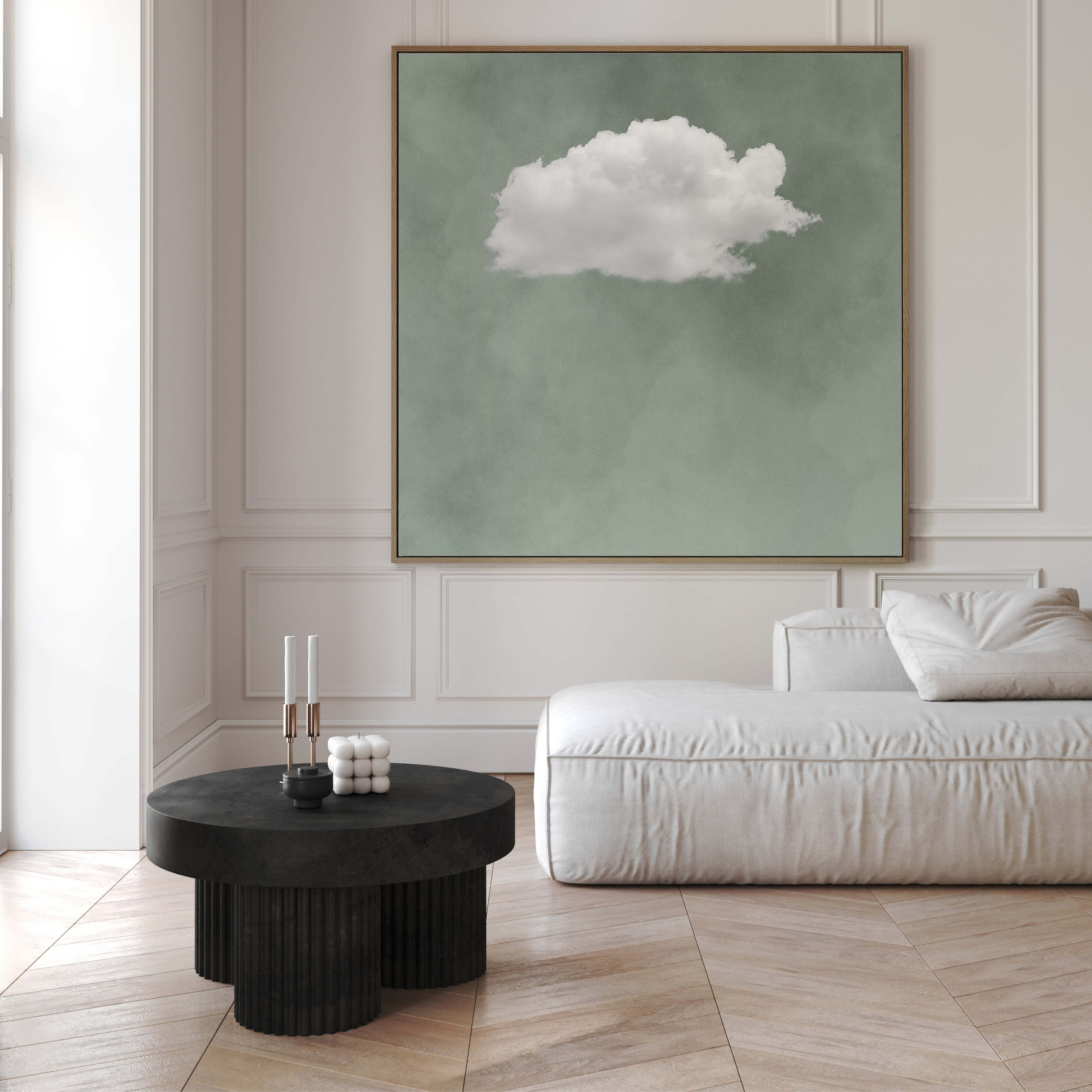 Sage Green Cloud Wall Art, Square Canvas Print, Abstract Art Print, Minimalist, Large Wall Art, Living Room Decor, Framed Wall Art, Neutral