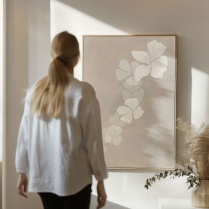 Beige Orchidee Leinwand Wandkunst, einfache, minimalistische Wandkunst, Blume, Floral, gerahmte Kunst, neutrale Wandkunst, große Wandkunst, Wohnzimmerdekor