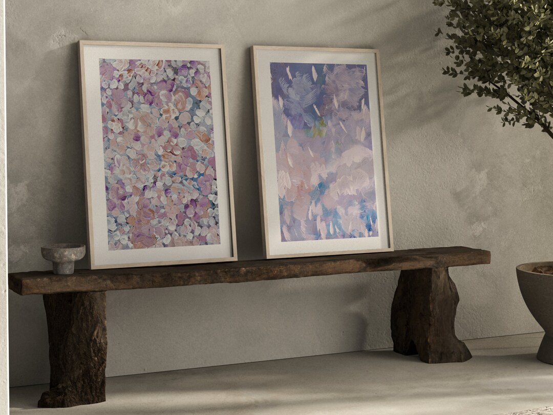 Pastel Floral Wall Art, Set of 2 Prints, Pastel Room Decor, Abstract