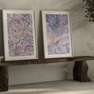 Pastel Floral Wall Art, Set of 2 Prints, Pastel Room Decor, Abstract, Lilac, Pink, Minimalist Wall Art, Living Room Decor, Bedroom, Home