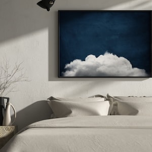 Navy Blue Cloud Wall Art Print, Abstract Art, Minimalist, Dark, Landscape, Above Bed Decor, Wall Decor Above the Bed, Bedroom Living Room