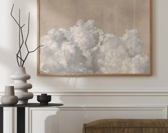 Horizontal Beige Cloud Wall Art Print, Neutral Wall Art, Minimalist, Landscape, Above Bed Decor, Wall Decor Above the Bed, Bedroom Decor