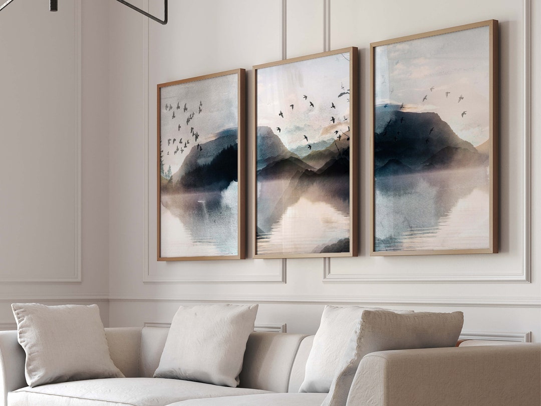 Blue Japandi Art Painting, Japanese Wall Art Prints, Set of 3 Prints ...