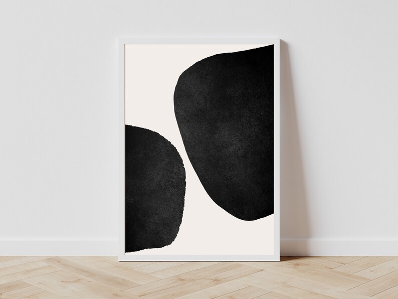 Mid Century Modern Wall Art Set of 3 Prints Black & Beige - Etsy