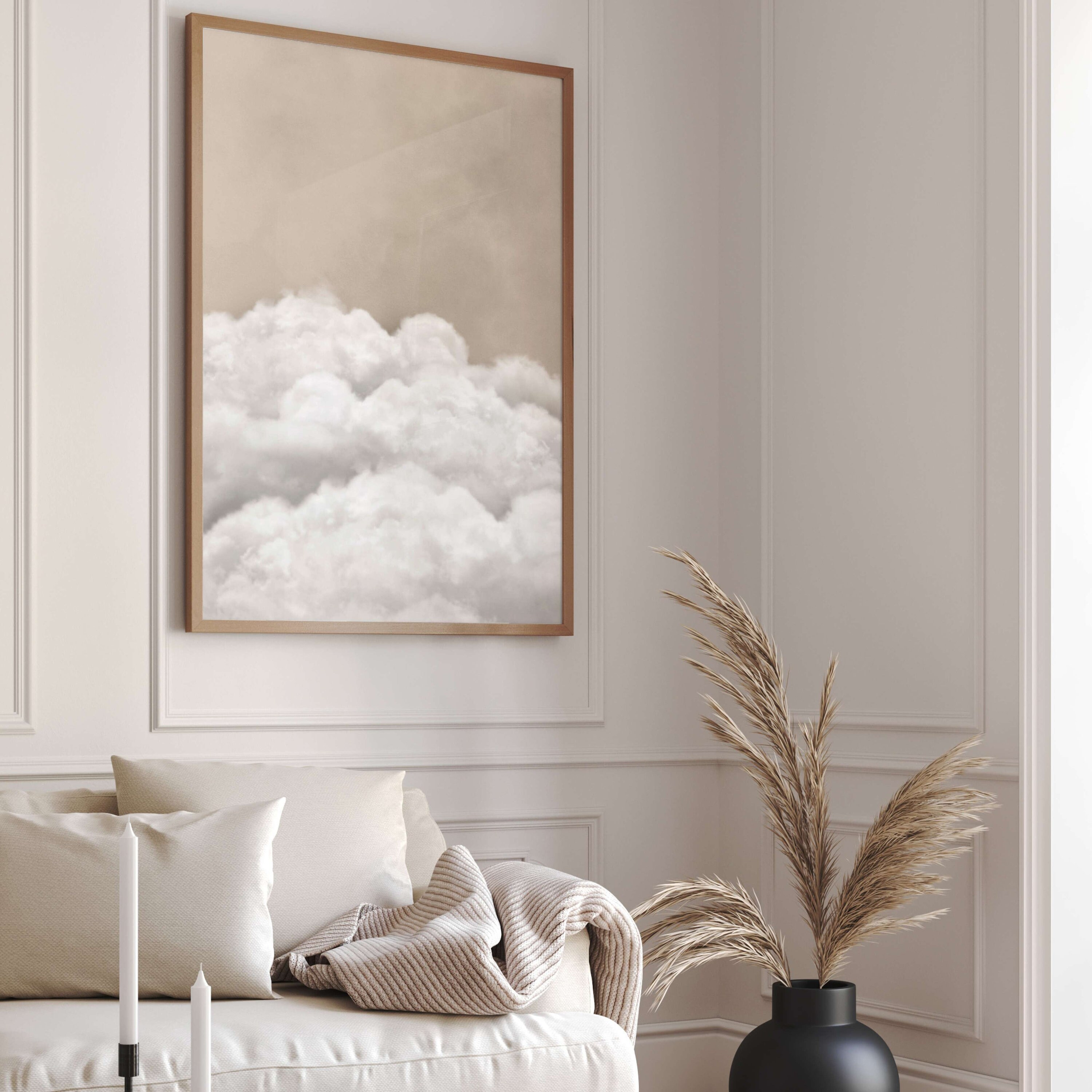Beige Cloud Wall Art Print, Bedroom Wall Decor Over the Bed Art, Above ...