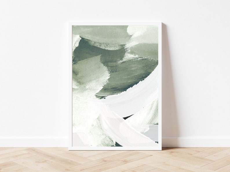 Sage Green Abstract Set of 3 Prints Sage Green Wall Art Etsy