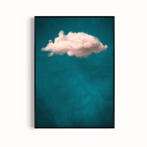 Teal Cloud Wall Art, Set of 3 Prints, Blush Pink, Gallery Wall, Minimalist Maximalist Decor, Living Room, Bedroom, Above Bed, Large, Surreal image 2