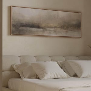 Neutral Vintage Landscape Wall Art, Horizontal Wall Art, Wide Minimalist Panoramic Art, Large Living Room Decor, Home Sign, Brown Decor
