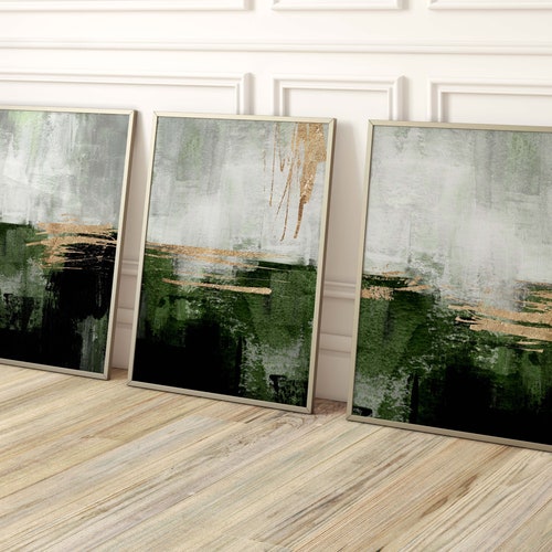 Emerald Green and Gold Wall Art Print Abstract Art Emerald Etsy UK