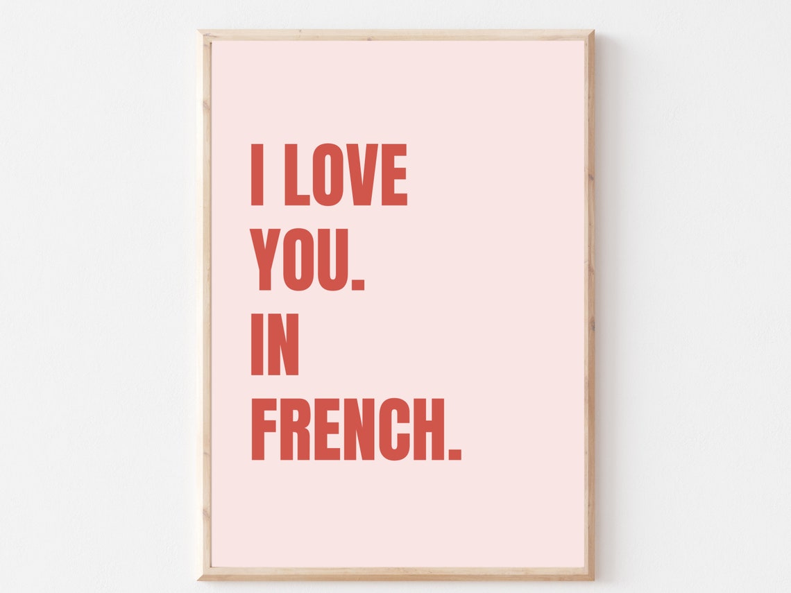 I Love You in French Art Print DIGITAL DOWNLOAD Pink and Red | Etsy UK