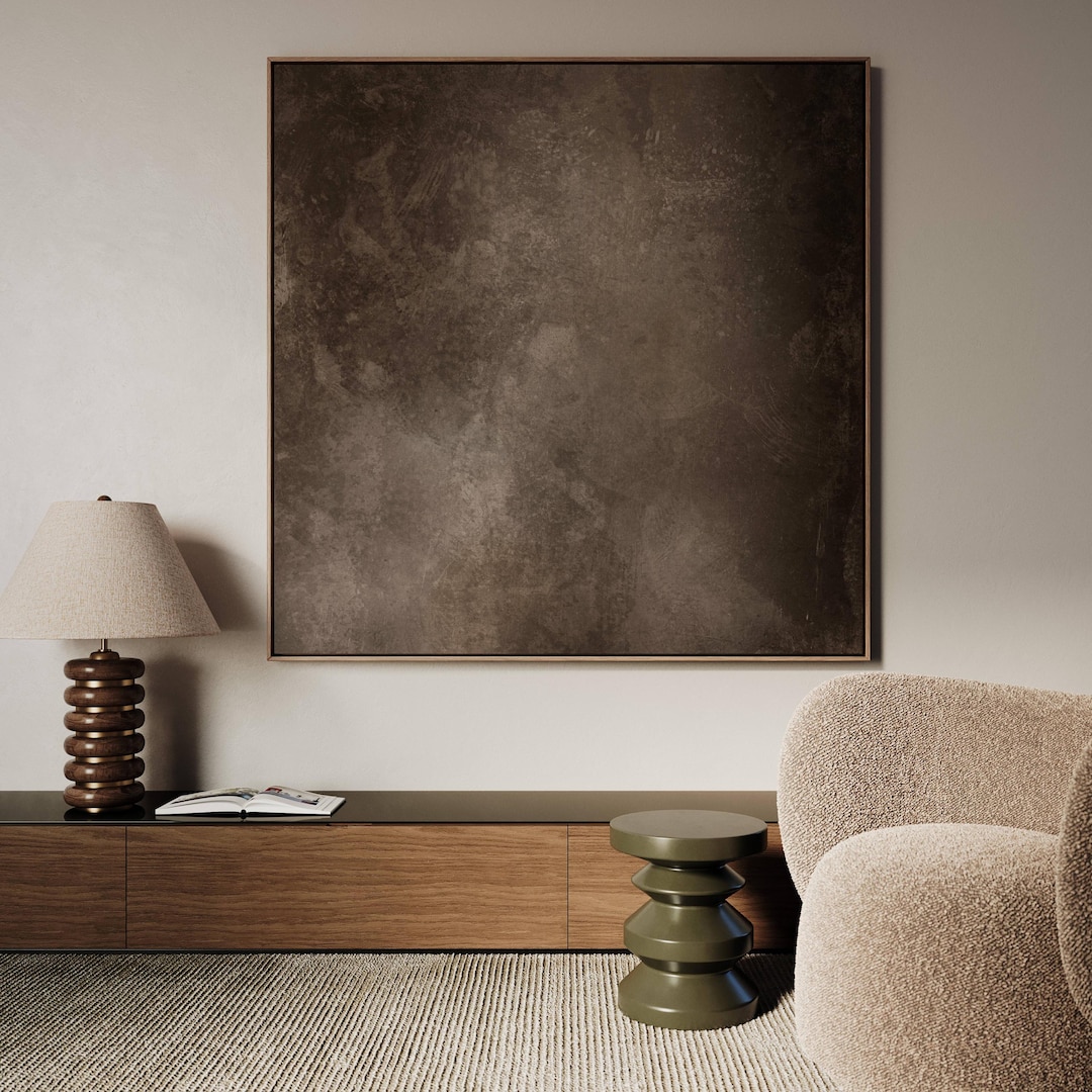 Dark Brown Wabi Sabi Canvas Wall Art, Framed Art Print, Modern Earthy ...