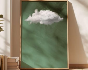 Impressão de nuvem verde-sálvia · Decoração verde-sálvia · Impressão de arte abstrata · Arte de parede minimalista · Surreal · Pôster de nuvem · Decoração de sala de estar ·