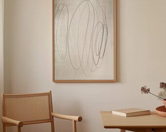 Neutral Wabi Sabi Canvas Wall Art, Minimalist Framed Art, One Line Art, Large Living Room Decor, Abstract Art Illustration, Zen Japandi Art