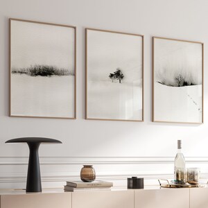 Watercolour Landscape Wall Art, Set of 3 Prints, Painting, Living Room Decor, Japandi Decor, Minimalist Wall Art, Bedroom, Nordic, Neutral image 2