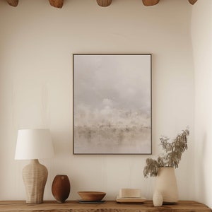 Neutral Vintage Landscape Canvas Wall Art, Modern Farmhouse Decor, Rustic Cottagecore Decor, Large Framed Art, Minimalist Living Room Decor