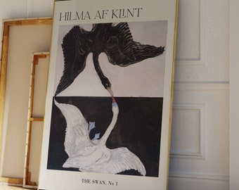 Hilma Af Klint Print, Exhibition Poster, The Swan No 1, Living Room Decor, Japandi Decor, Large Wall Art, Eclectic Vintage Print, Klimt