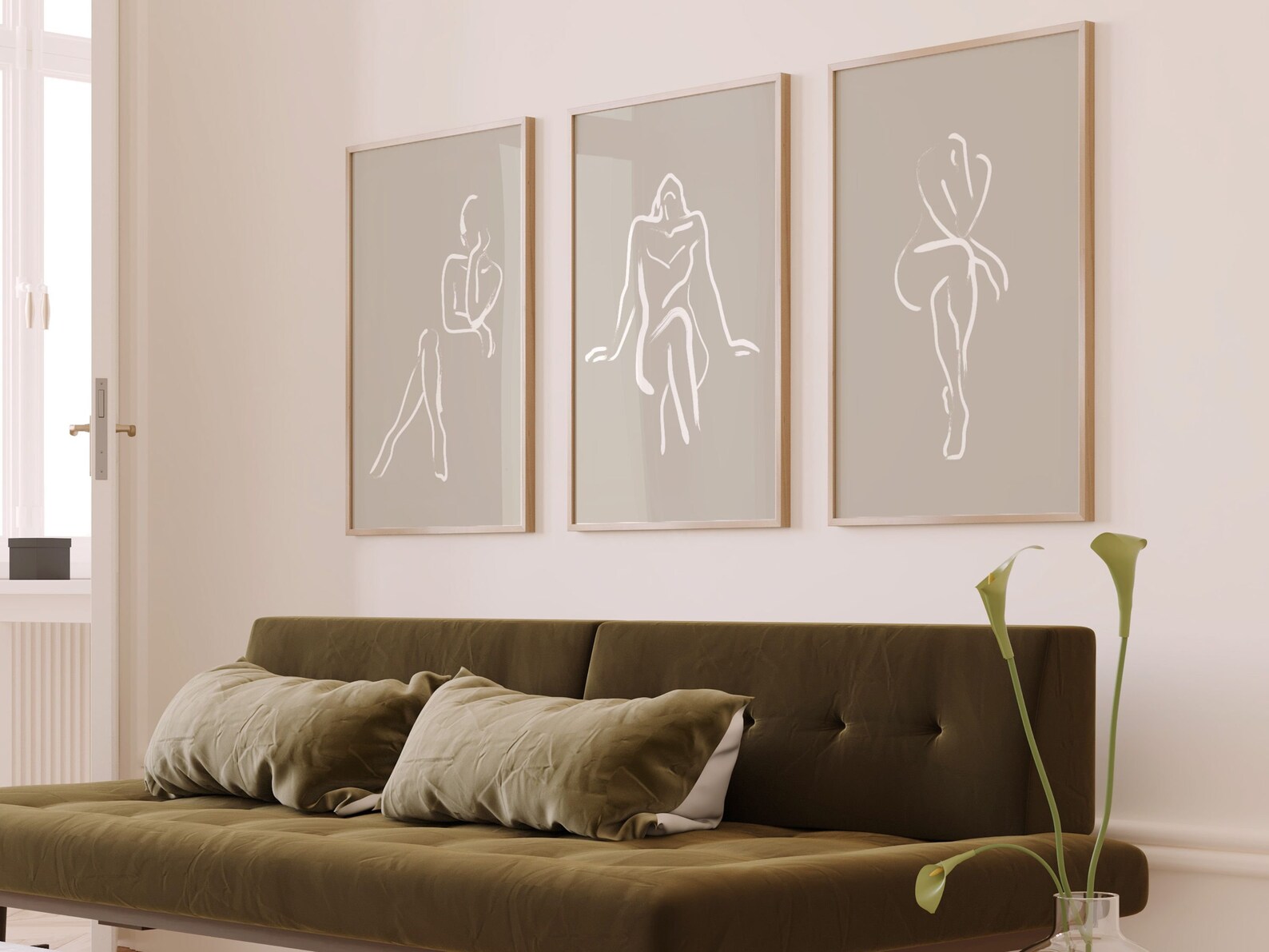 Neutral Line Drawing Wall Art, Set of 3 Prints, Minimalist Wall Art ...