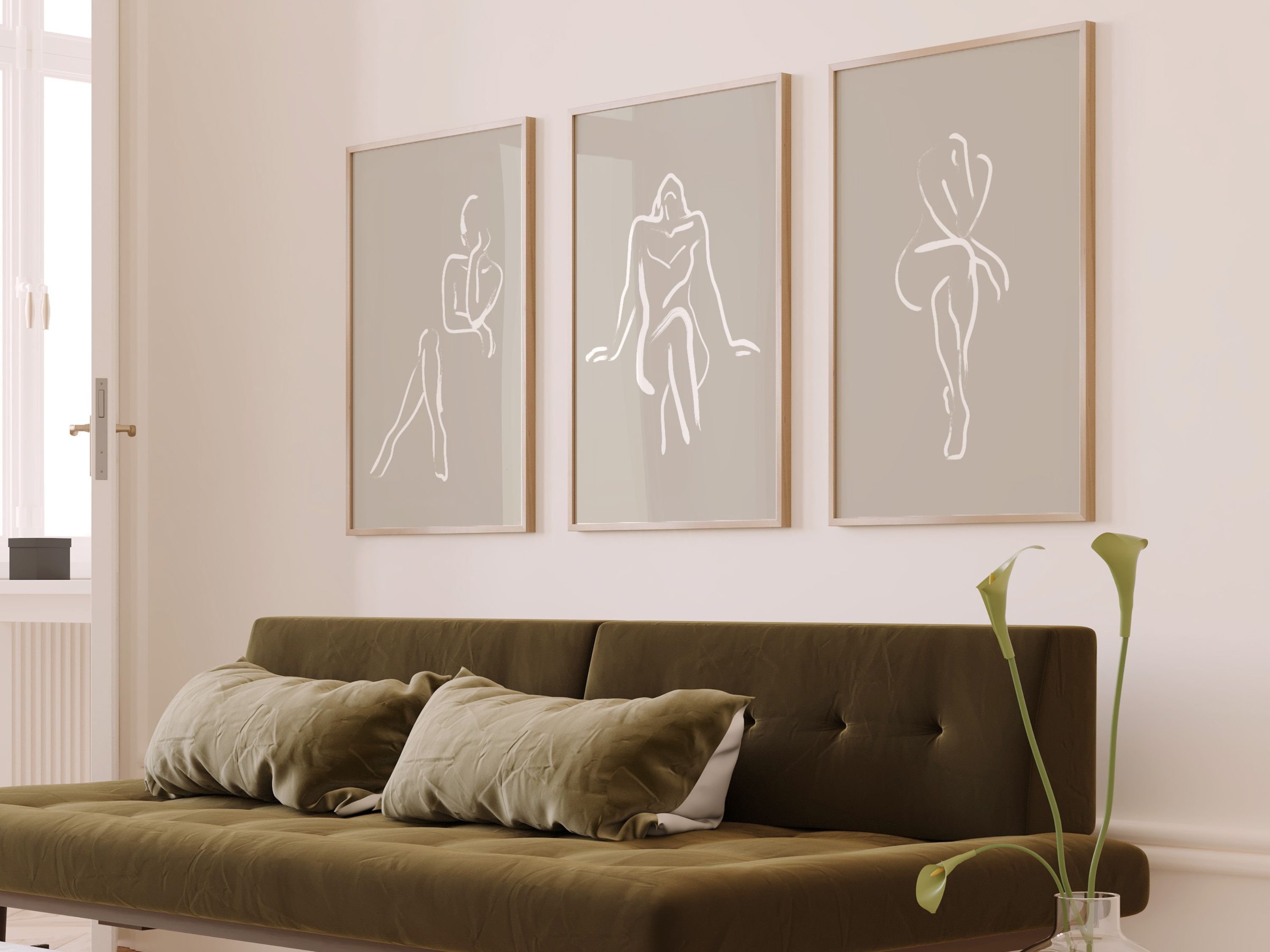 Neutral Line Drawing Wall Art, Set of 3 Prints, Minimalist Wall Art ...