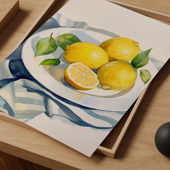 Farmhouse Kitchen Decor Lemons Art Print Set of 6 Unframed Botanical art