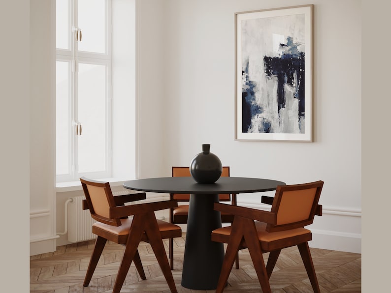 Dark Blue Abstract Wall Art Minimalist Wall Art Dark Blue Etsy