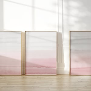 Pink And Grey Wall Art · Set of 3 Prints · Watercolour Wall Art · Gallery Wall Set · Abstract Art · Minimalist Wall Art · Japandi Decor