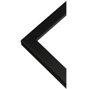 May include: A black picture frame with a simple, clean design. The frame is made of wood and has a smooth finish.