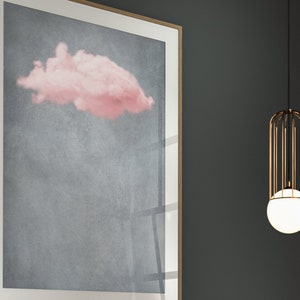 Pink and Grey Cloud Abstract Art Print · Pink Wall Art · Minimalist Wall Art · Maximalist Decor · Living Room Wall Decor, Above Bed Decor