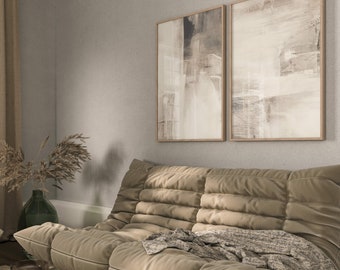 Neutral Minimalist Abstract Wall Art, Set of 2 Prints, Wabi Sabi, Living Room Decor, Japandi Art, Large, Zen, Bedroom, Modern, Painting