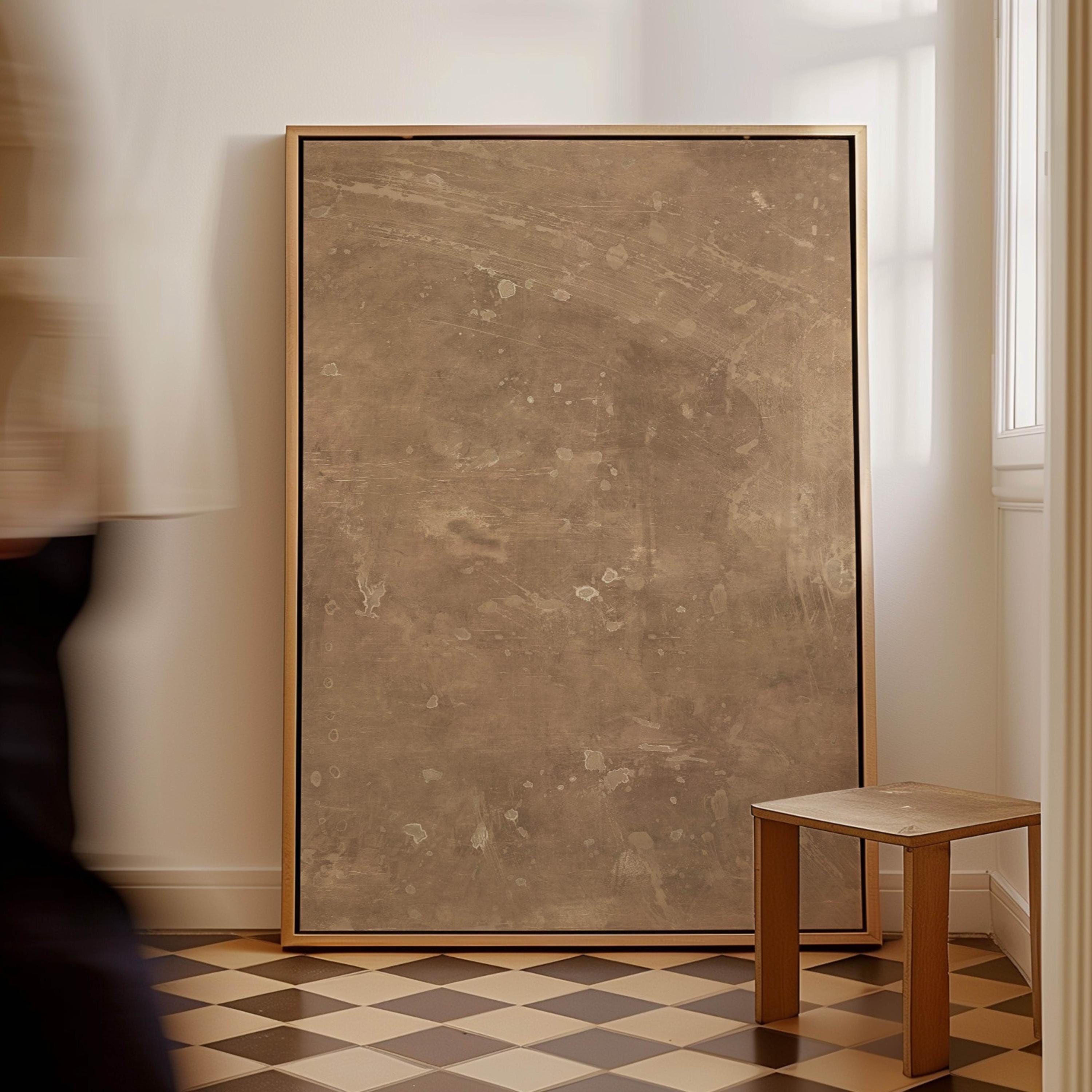 Dark Beige Wabi Sabi Canvas Wall Art, Minimalist Giclée Framed Art ...