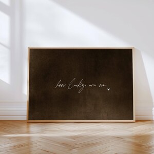 Earthy Brown How Lucky Are We Wall Art Print, Love Heart Minimalist Art, Horizontal Living Room Decor, Couples Boyfriend Girlfriend Gift