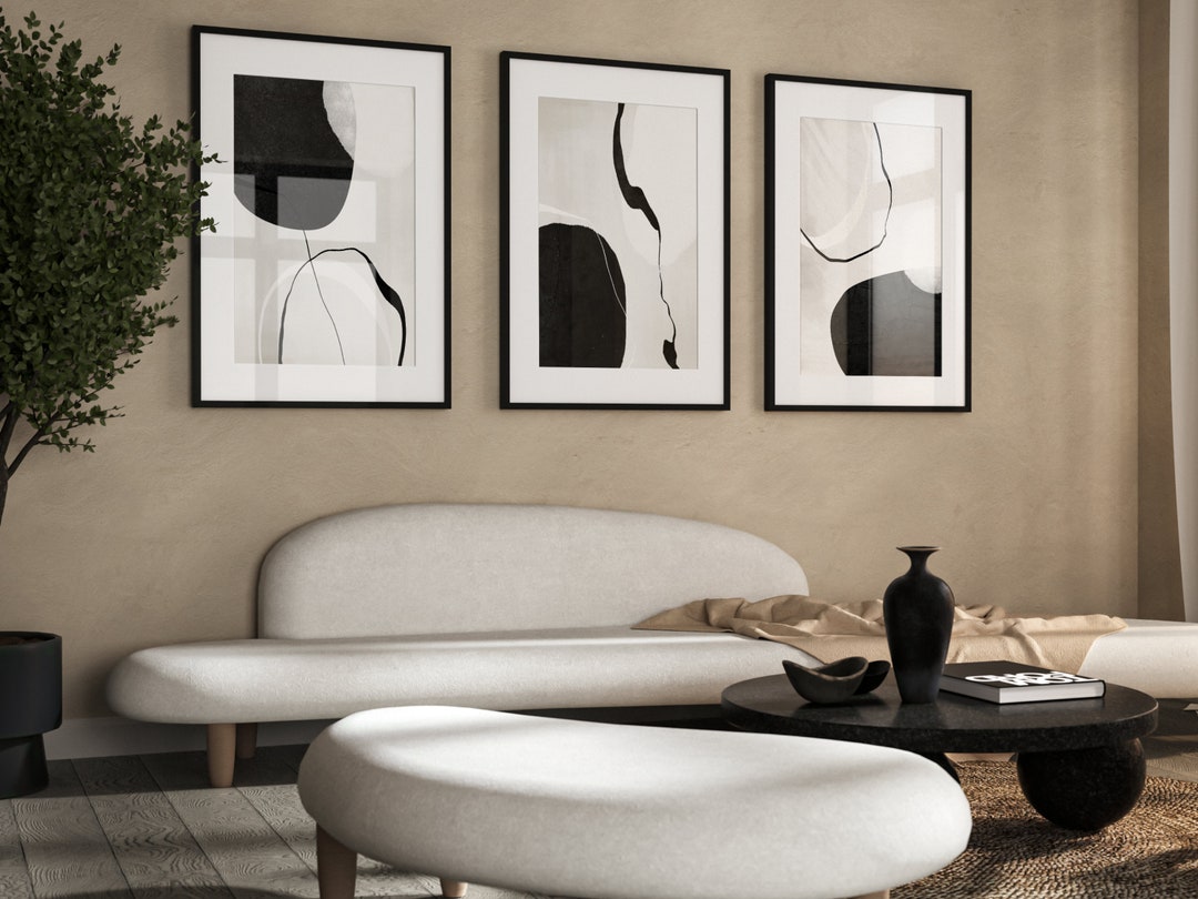 Mid Century Modern Wall Art · Set of 3 Prints, Minimalist Wall Art ...
