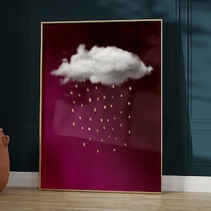 Pink and Gold Rain Cloud Print · Abstract Art · Maximalist Decor · Living Room Wall Decor · Above Bed Decor · Dining Room · Surreal