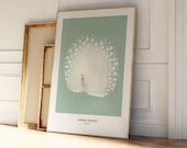 Mint Green Peacock Japanese Wall Art Print, Ohara Koson, Living