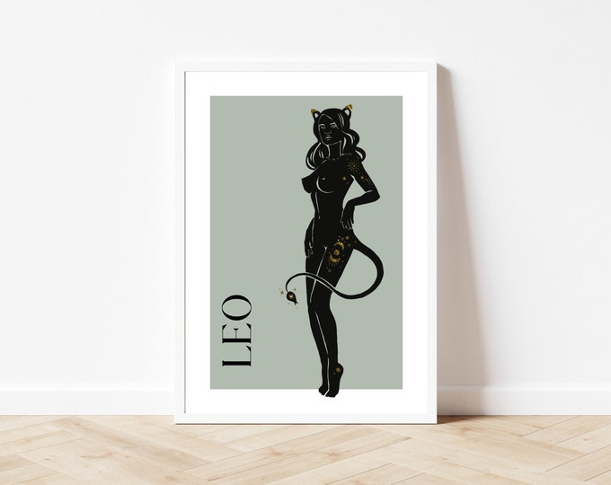 Leo Zodiac Art · Leo Gifts · Zodiac Print · Sage Green Decor · Astrology Wall Art, Birthday Gift, Best Friend Gift, Room Decor Leo Poster