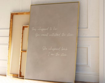 I am the Storm Neutral Wall Art Print, Minimalist, Living Room Decor, Large, Quote, Greige, Best Friend Gift, Gift for Her, Feminist Art